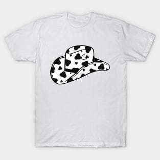 Black Cow Spots Cowboy Hat T-Shirt